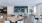 Clubhouse with tables, kitchen, and blue walls
