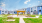 Apartment building exterior with pergola